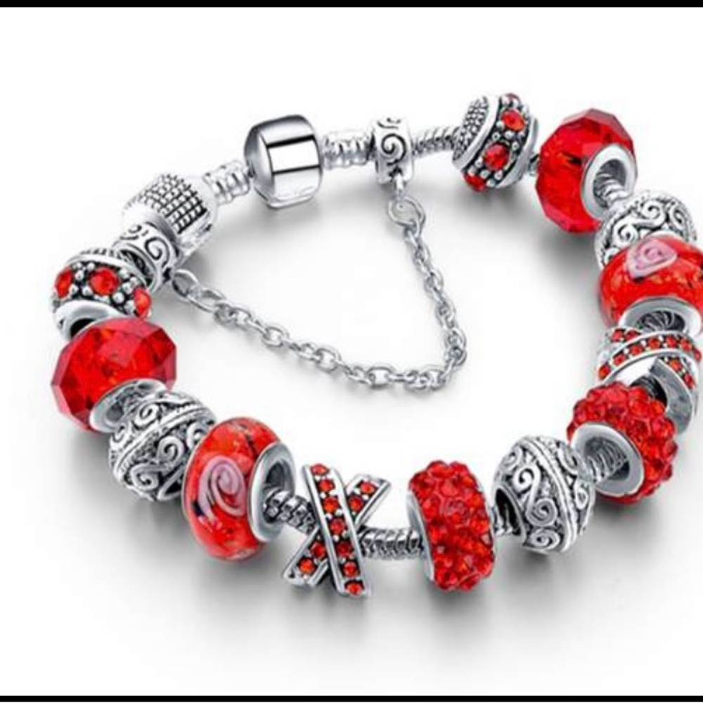 NWOTGenuine Murano Glass Crystal Charm Bracelet Made with Crystal from Swarovski